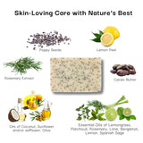 Ingredients used in skin-loving care products displayed with labels on a white background.