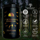 Schizandu activated charcoal for greyhounds with forest background
