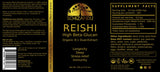 Reishi high beta glucan organic 8:1 dual extract packaging and supplement facts, Schizandu