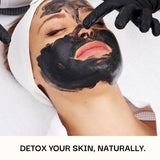 Person receiving a blackhead removal treatment with text 'Detox Your Skin, Naturally.'