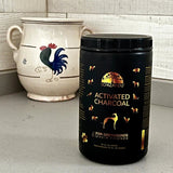 Activated Charcoal for greyhounds and their friends on a kitchen counter, Schizandu