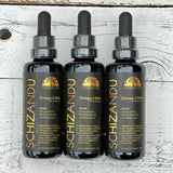 Three Schizandu Omega-3 DHA bottles on a wooden surface