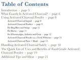 Table of contents of the ebook How to get the most out of your food grade activated charcoal powder, Schizandu