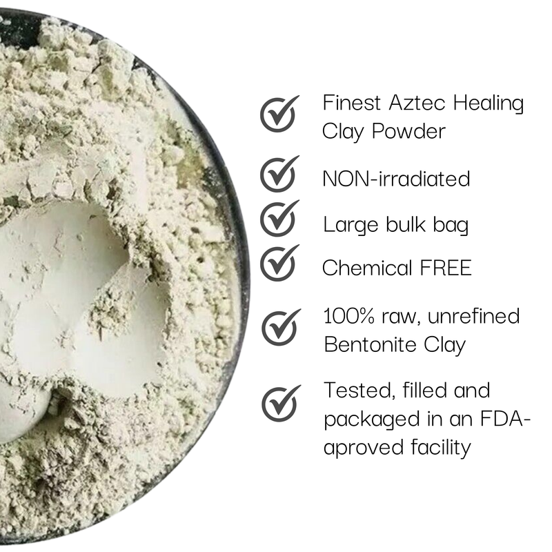 Finest Aztec Healing Clay Powder with product details on a white background