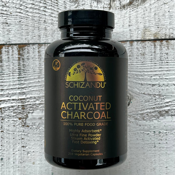 Organic Coconut Activated Charcoal Capsules Package, Schizandu