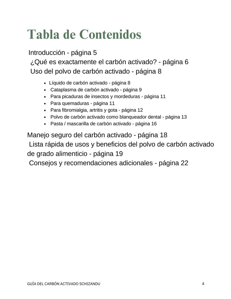 Usos y Beneficios del Carbón Activado de Grado Alimenticio – eBook en Inglés y Español