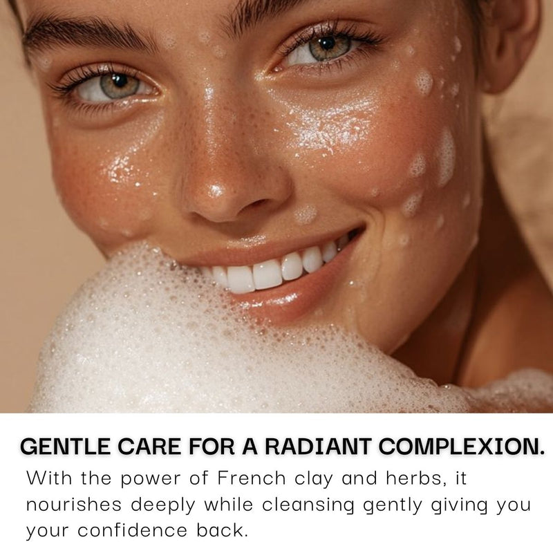 Handcrafted French pink clay bar designed for sensitive skin care.