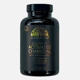 Black bottle of Schizandu Coconut Activated Charcoal on a white background