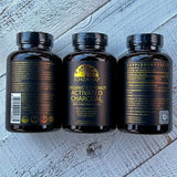Three Organic Coconut Activated Charcoal Capsules Packages and supplement facts, Schizandu