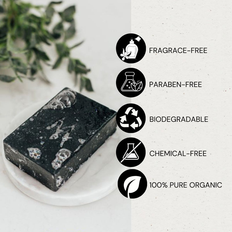 Schizandu Charcoal Detox Bar for face and body, gentle cleansing soap with activated charcoal